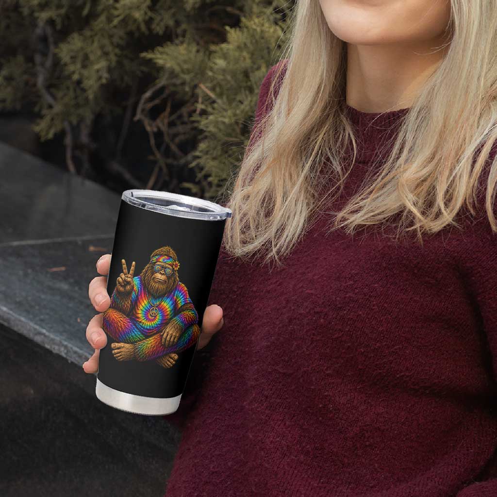 Hippie Bigfoot Peace Sign Tie Dye Sasquatch Tumbler Cup
