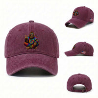 Hippie Bigfoot Peace Sign Tie Dye Sasquatch Washed Cotton Baseball Cap