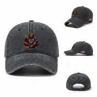 Hippie Bigfoot Peace Sign Tie Dye Sasquatch Washed Cotton Baseball Cap