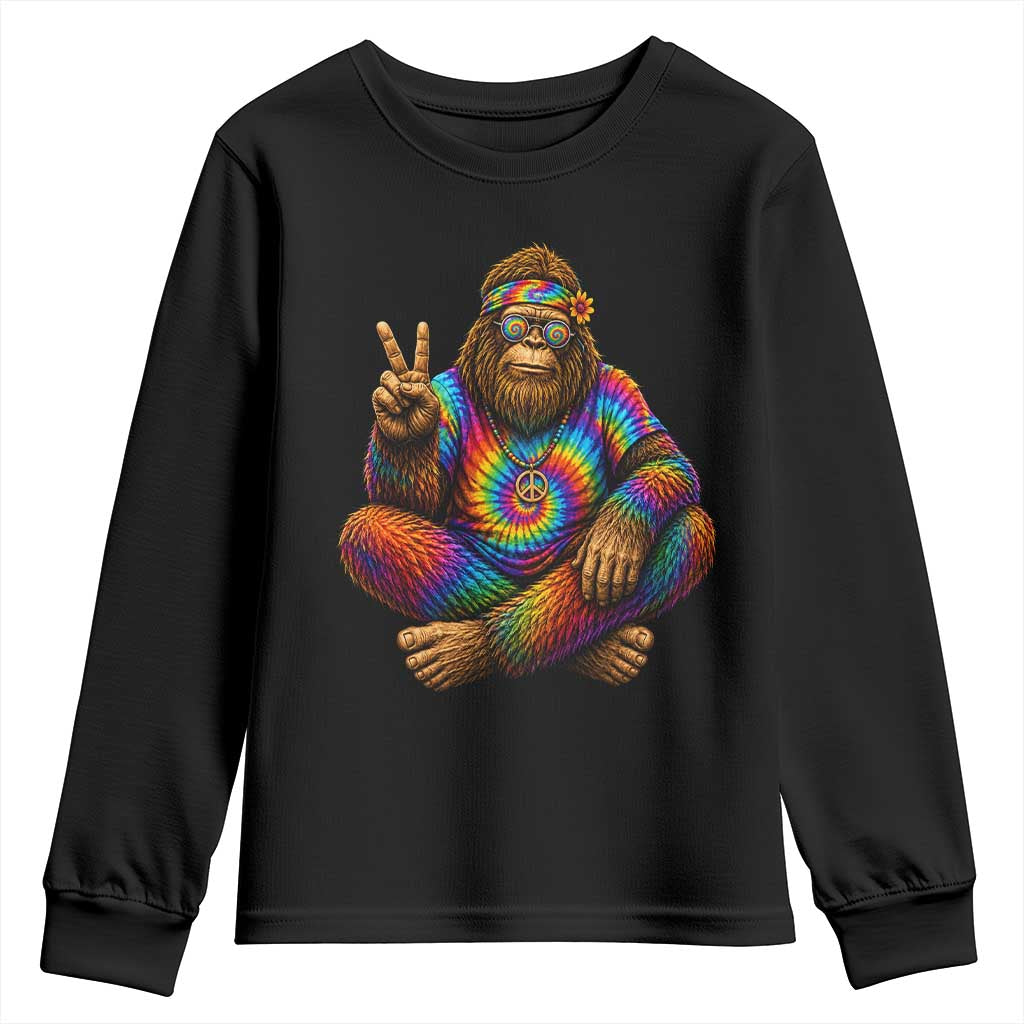 Hippie Bigfoot Peace Sign Tie Dye Sasquatch Youth Sweatshirt