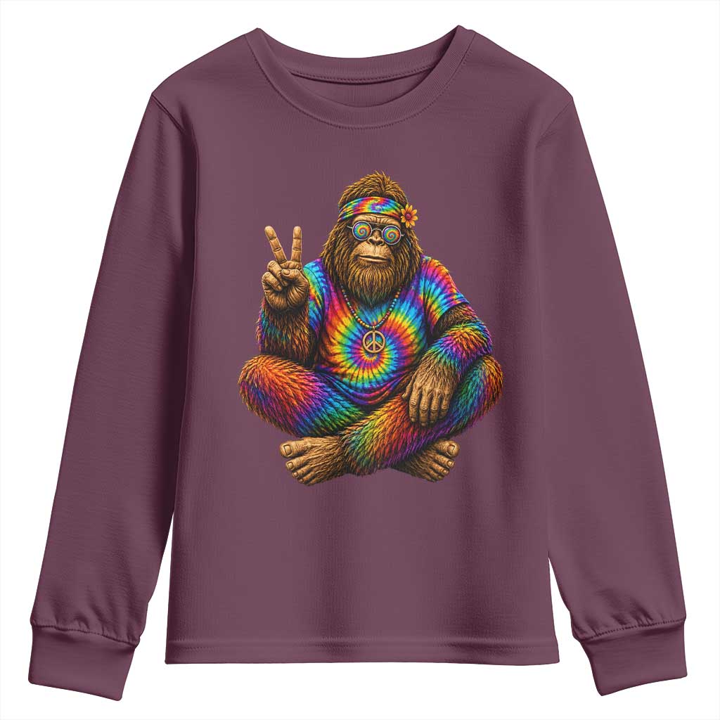 Hippie Bigfoot Peace Sign Tie Dye Sasquatch Youth Sweatshirt