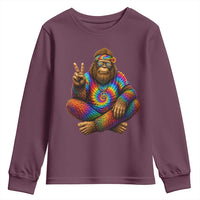Hippie Bigfoot Peace Sign Tie Dye Sasquatch Youth Sweatshirt