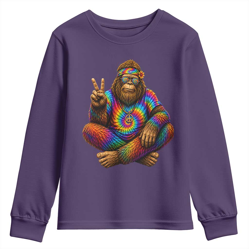 Hippie Bigfoot Peace Sign Tie Dye Sasquatch Youth Sweatshirt