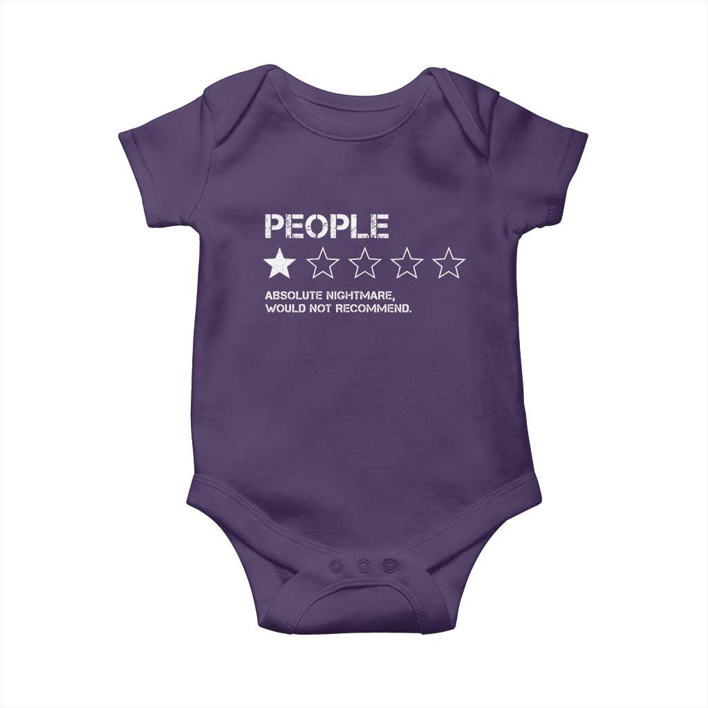 People 1 Star Absolute Nightmare Would Not Recommend Baby Onesie Funny Bold Text
