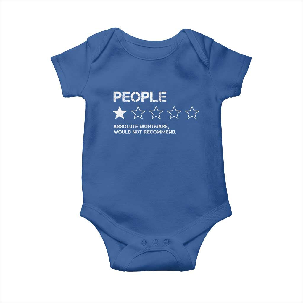 People 1 Star Absolute Nightmare Would Not Recommend Baby Onesie Funny Bold Text