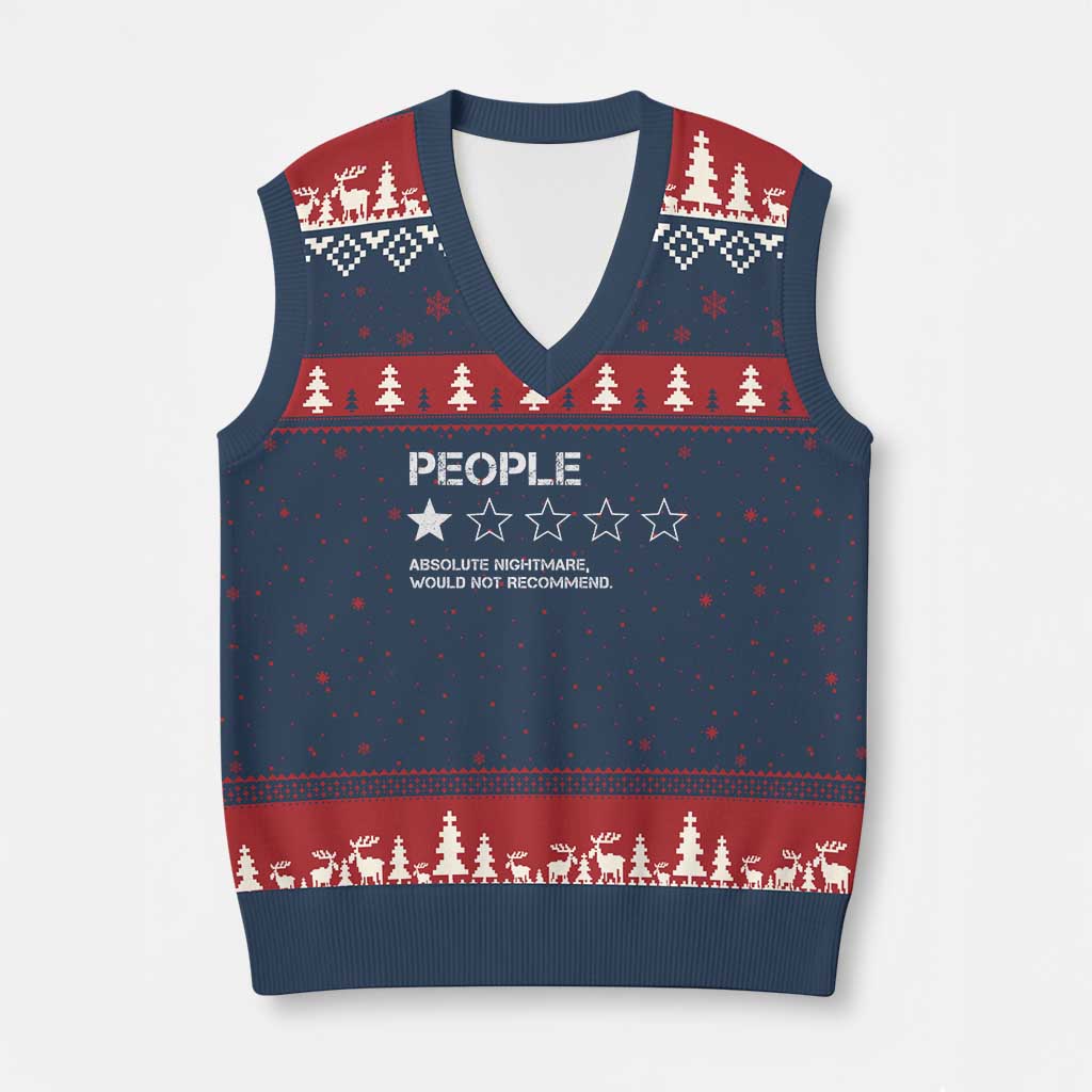 People 1 Star Absolute Nightmare Would Not Recommend V-Neck Knit Sweater Vest Funny Bold Text