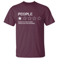 People 1 Star Absolute Nightmare Would Not Recommend T Shirt Funny Bold Text