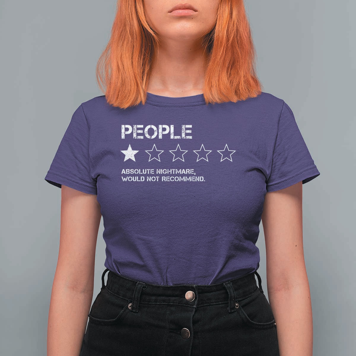 People 1 Star Absolute Nightmare Would Not Recommend T Shirt For Women Funny Bold Text