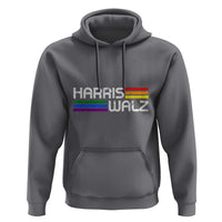 Harris Walz Hoodie LGBT Rainbow Flag Retro Faded Stripes - Wonder Print Shop