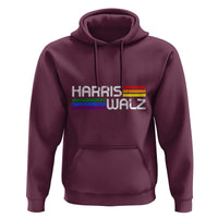 Harris Walz Hoodie LGBT Rainbow Flag Retro Faded Stripes - Wonder Print Shop