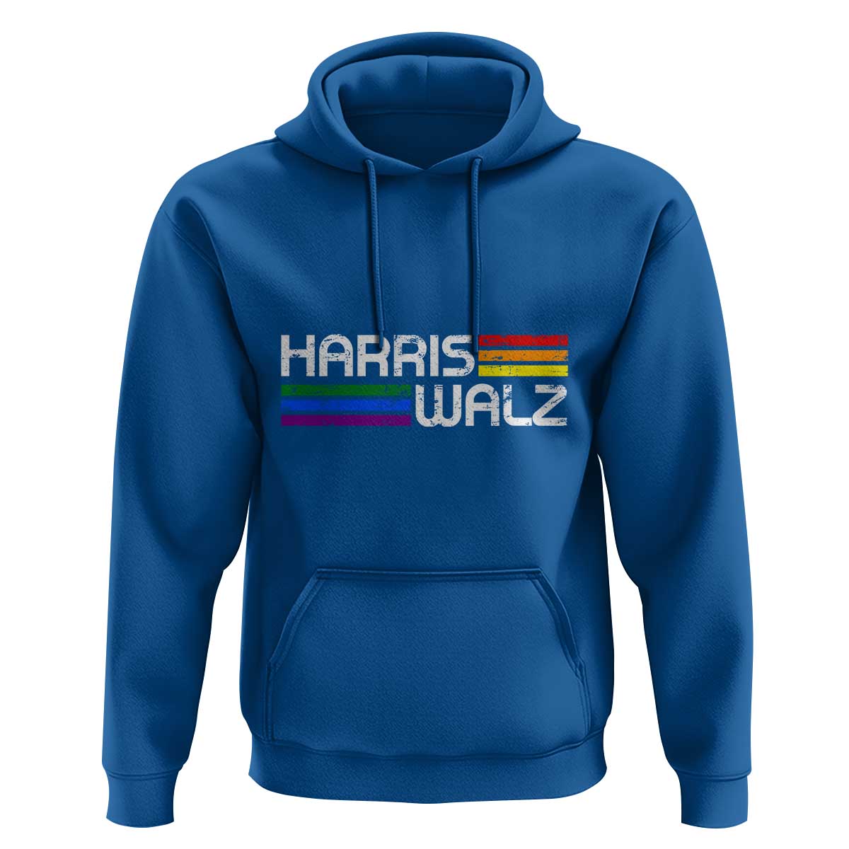 Harris Walz Hoodie LGBT Rainbow Flag Retro Faded Stripes - Wonder Print Shop