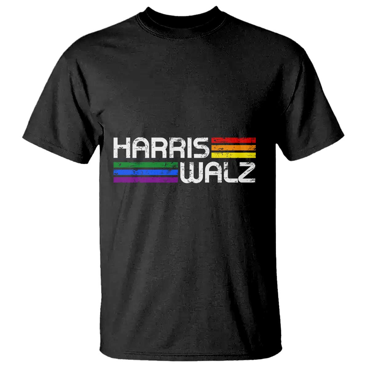 Harris Walz T Shirt LGBT Rainbow Flag Retro Faded Stripes - Wonder Print Shop