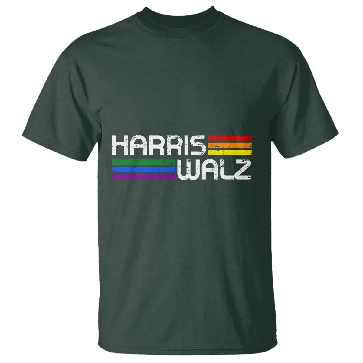 Harris Walz T Shirt LGBT Rainbow Flag Retro Faded Stripes - Wonder Print Shop