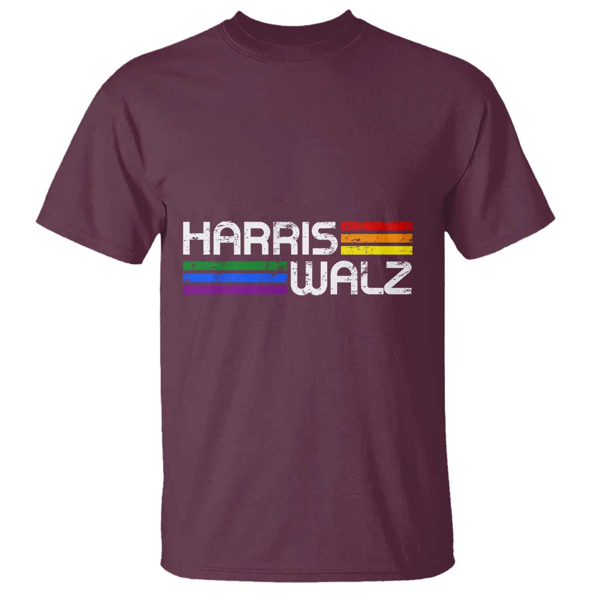 Harris Walz T Shirt LGBT Rainbow Flag Retro Faded Stripes - Wonder Print Shop