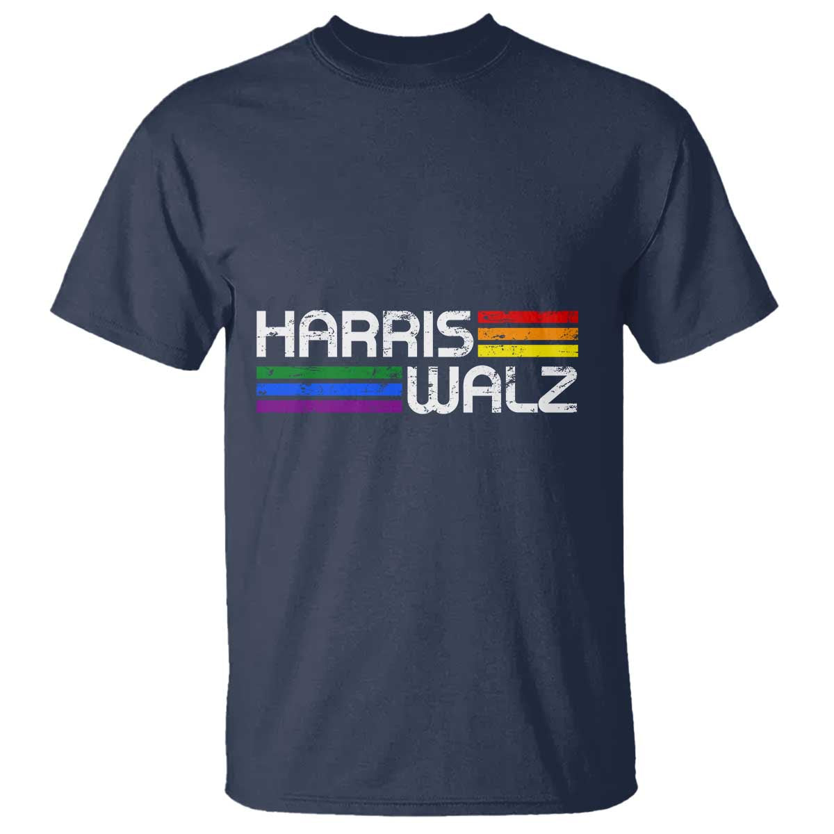 Harris Walz T Shirt LGBT Rainbow Flag Retro Faded Stripes - Wonder Print Shop