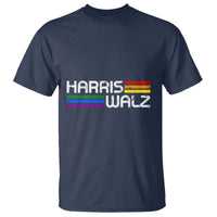 Harris Walz T Shirt LGBT Rainbow Flag Retro Faded Stripes - Wonder Print Shop