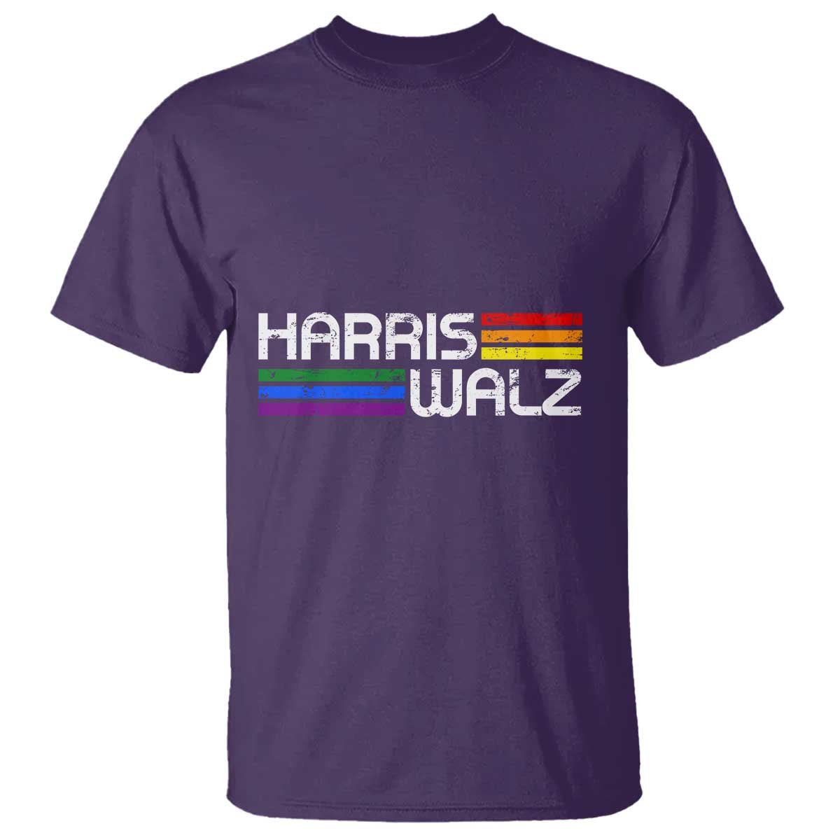 Harris Walz T Shirt LGBT Rainbow Flag Retro Faded Stripes - Wonder Print Shop