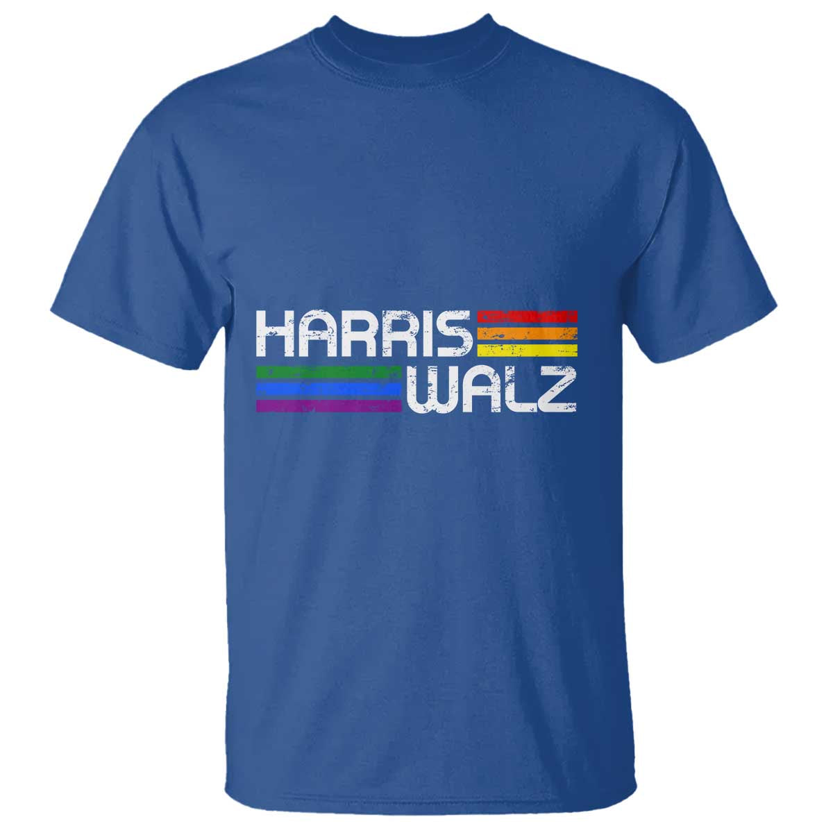 Harris Walz T Shirt LGBT Rainbow Flag Retro Faded Stripes - Wonder Print Shop