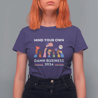 Harris Walz T Shirt For Women Mind Your Own Damn Business 2024 American Flag Rainbow LGBT - Wonder Print Shop