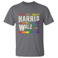 Harris Walz 2024 T Shirt Peace Love Equality Hope Diversity Vintage LGBT Rainbow Flag - Wonder Print Shop