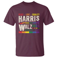 Harris Walz 2024 T Shirt Peace Love Equality Hope Diversity Vintage LGBT Rainbow Flag - Wonder Print Shop