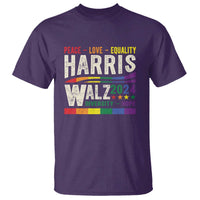 Harris Walz 2024 T Shirt Peace Love Equality Hope Diversity Vintage LGBT Rainbow Flag - Wonder Print Shop