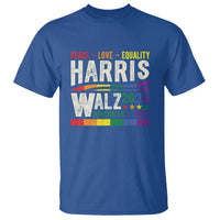 Harris Walz 2024 T Shirt Peace Love Equality Hope Diversity Vintage LGBT Rainbow Flag - Wonder Print Shop