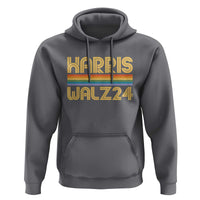 Harris Walz'24 Hoodie Retro Rainbow Stripes LGBT Flag US Presidential Election 2024 - Wonder Print Shop