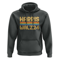 Harris Walz'24 Hoodie Retro Rainbow Stripes LGBT Flag US Presidential Election 2024 - Wonder Print Shop
