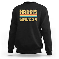 Harris Walz'24 Sweatshirt Retro Rainbow Stripes LGBT Flag US Presidential Election 2024 - Wonder Print Shop