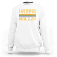 Harris Walz'24 Sweatshirt Retro Rainbow Stripes LGBT Flag US Presidential Election 2024 - Wonder Print Shop