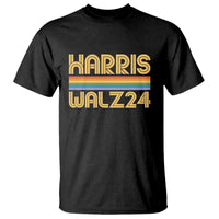 Harris Walz'24 T Shirt Retro Rainbow Stripes LGBT Flag US Presidential Election 2024 - Wonder Print Shop