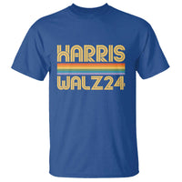 Harris Walz'24 T Shirt Retro Rainbow Stripes LGBT Flag US Presidential Election 2024 - Wonder Print Shop