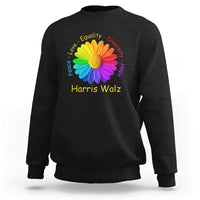 Harris Walz 2024 Sweatshirt Peace Love Equality Diversity Hope Rainbow Flower - Wonder Print Shop