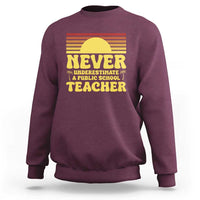Harris Walz Sweatshirt Never Underestimate A Public School Teacher Sunshine Coconut Tree - Wonder Print Shop