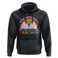 Tim Walz Hoodie Never Underestimate A Public School Teacher Rainbow Book - Wonder Print Shop