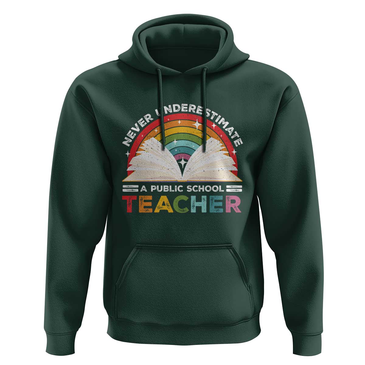 Tim Walz Hoodie Never Underestimate A Public School Teacher Rainbow Book - Wonder Print Shop