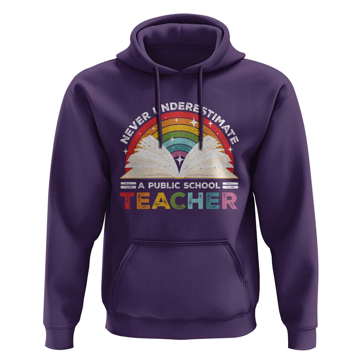 Tim Walz Hoodie Never Underestimate A Public School Teacher Rainbow Book - Wonder Print Shop