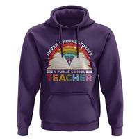 Tim Walz Hoodie Never Underestimate A Public School Teacher Rainbow Book - Wonder Print Shop