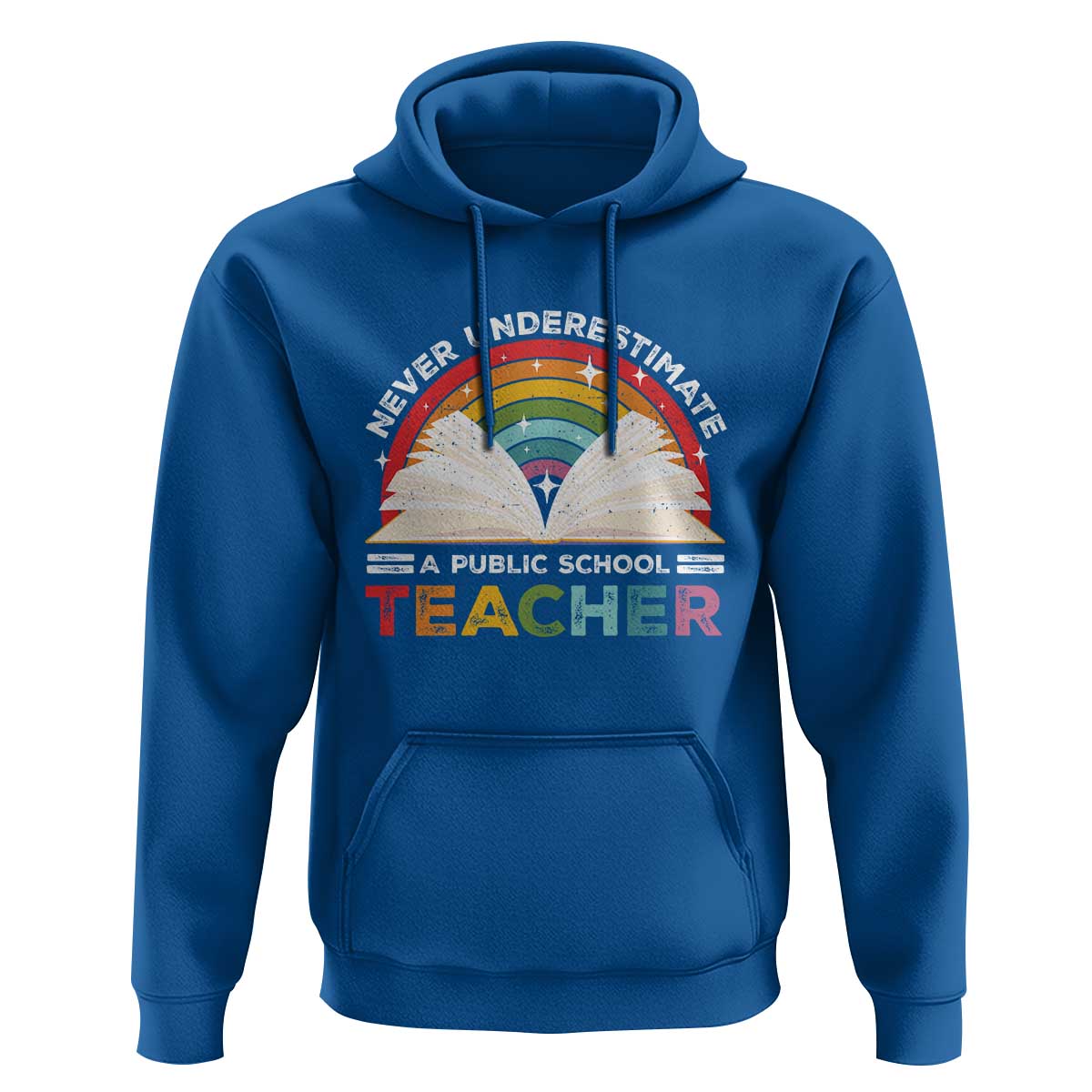 Tim Walz Hoodie Never Underestimate A Public School Teacher Rainbow Book - Wonder Print Shop