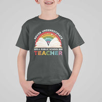 Tim Walz T Shirt For Kid Never Underestimate A Public School Teacher Rainbow Book - Wonder Print Shop