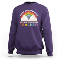 Tim Walz Sweatshirt Never Underestimate A Public School Teacher Rainbow Book - Wonder Print Shop
