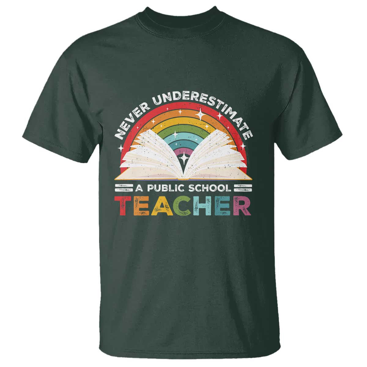 Tim Walz T Shirt Never Underestimate A Public School Teacher Rainbow Book - Wonder Print Shop