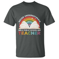 Tim Walz T Shirt Never Underestimate A Public School Teacher Rainbow Book - Wonder Print Shop