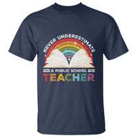 Tim Walz T Shirt Never Underestimate A Public School Teacher Rainbow Book - Wonder Print Shop