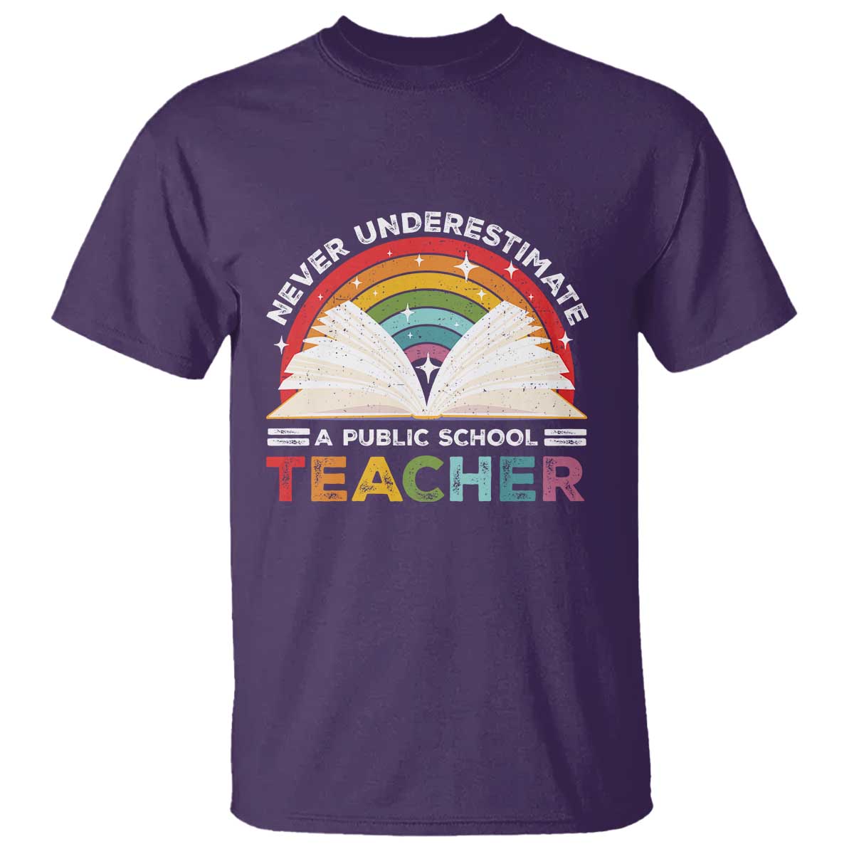 Tim Walz T Shirt Never Underestimate A Public School Teacher Rainbow Book - Wonder Print Shop