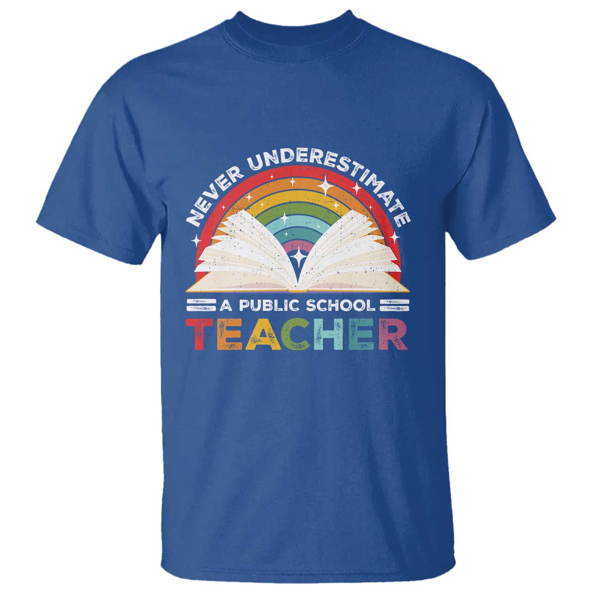 Tim Walz T Shirt Never Underestimate A Public School Teacher Rainbow Book - Wonder Print Shop