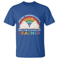 Tim Walz T Shirt Never Underestimate A Public School Teacher Rainbow Book - Wonder Print Shop
