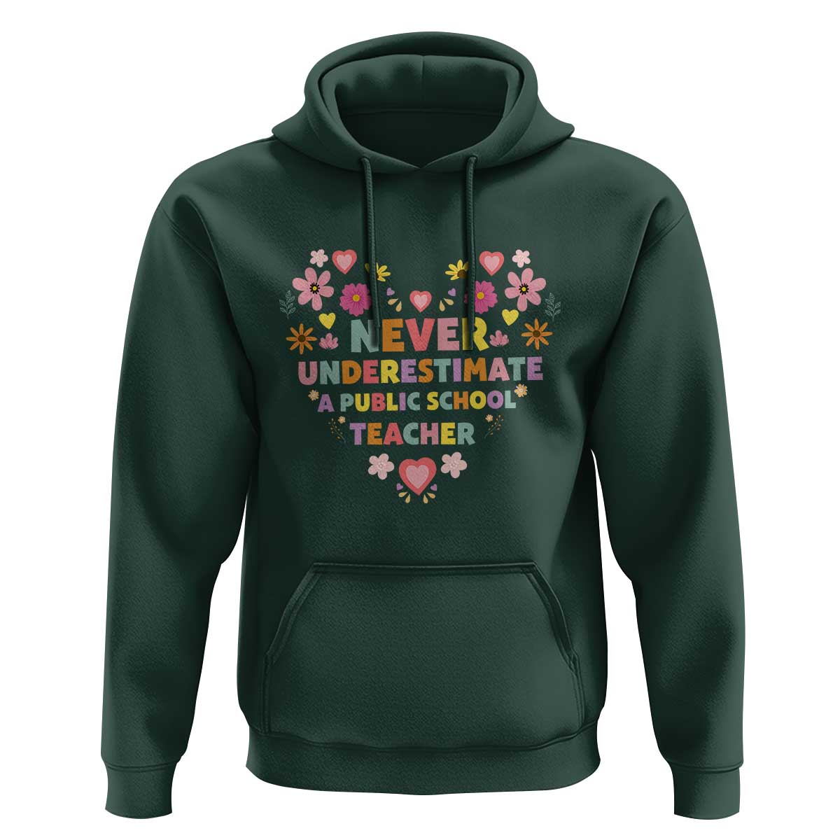 Harris Walz Supporter Hoodie Never Underestimate A Public School Teacher Flower Heart - Wonder Print Shop