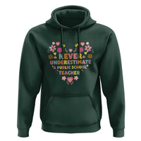 Harris Walz Supporter Hoodie Never Underestimate A Public School Teacher Flower Heart - Wonder Print Shop